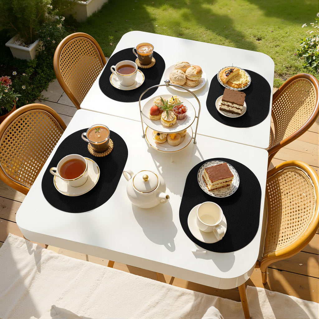 Heat Resistant Oval Placemats Set of 4, Black