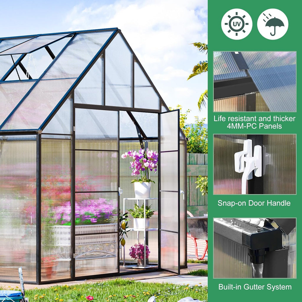 12x10x10 FT Extra Large Greenhouse for Outdoors, Heavy Duty | Easy Assembly, Reinforced Aluminum, Hybrid