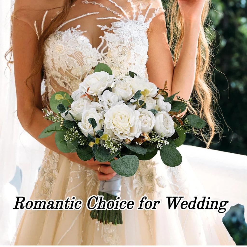 12 Bundles Ivory White Peonies Artificial Flowers for Centerpieces
