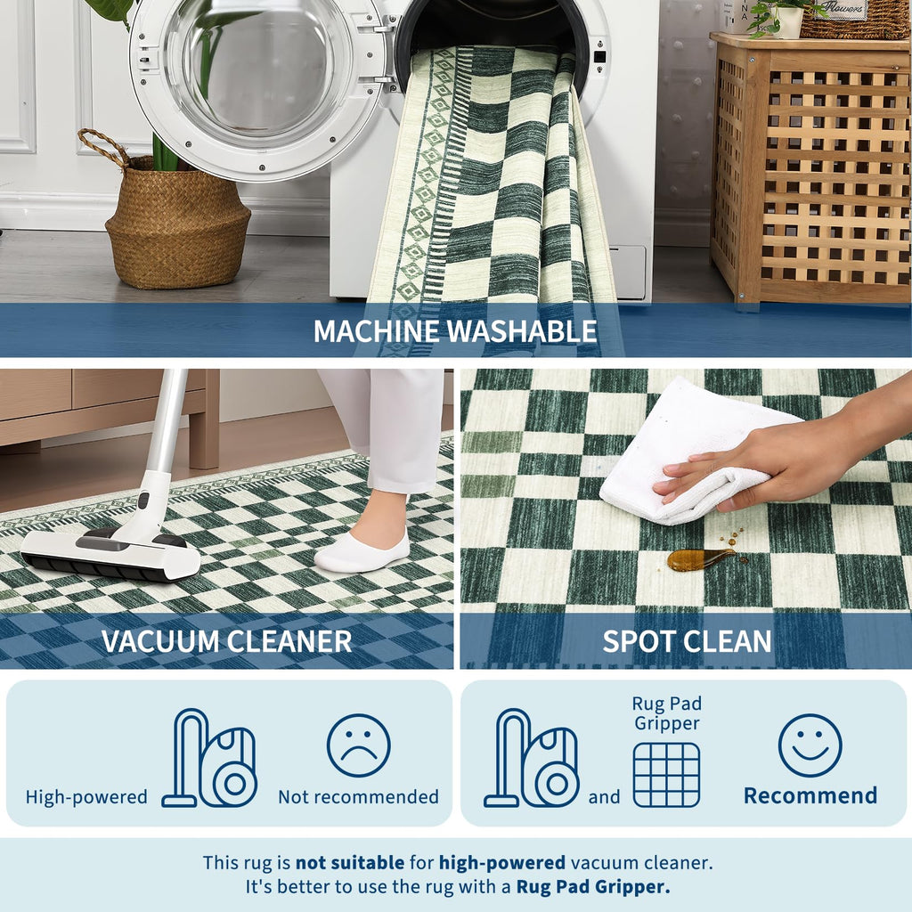 2x6 Runner Rug Modern Abstract Checkered Carpet