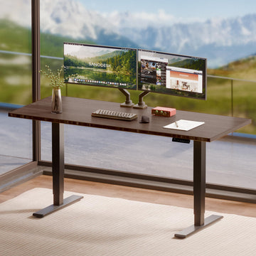Solid Bamboo Dual Motor Standing Desk, 220 lbs, 72×30