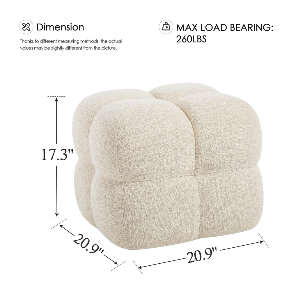 Square Pouf Ottoman Footstool, Modern Vanity Chair
