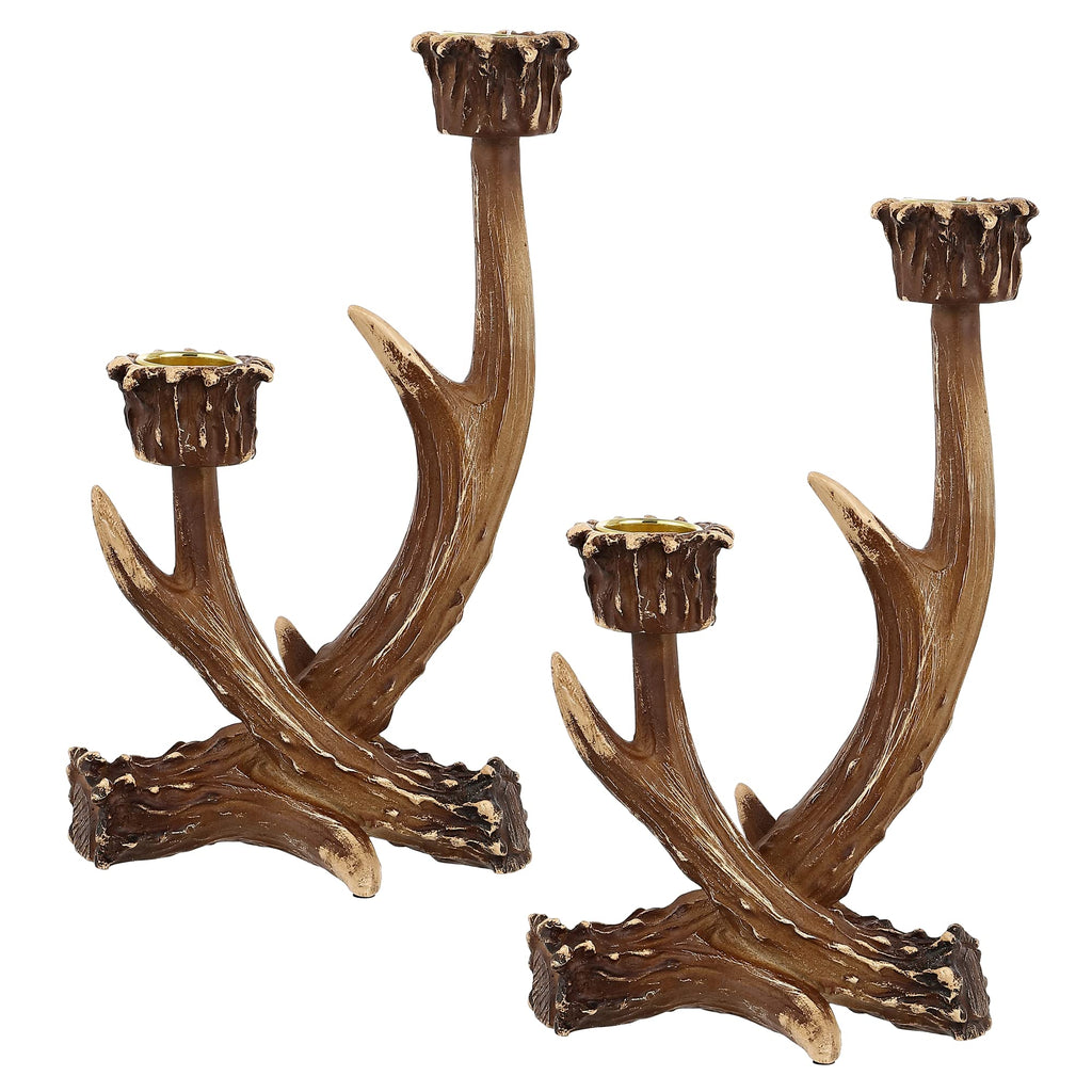 2PCS Deer Antler Candle Holders, Rustic Farmhouse Decor Style