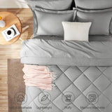 Full Comforter Sets Light Grey - 7 Pieces Bed in a Bag Full, Luxury Soft Bed Set for All Seasons