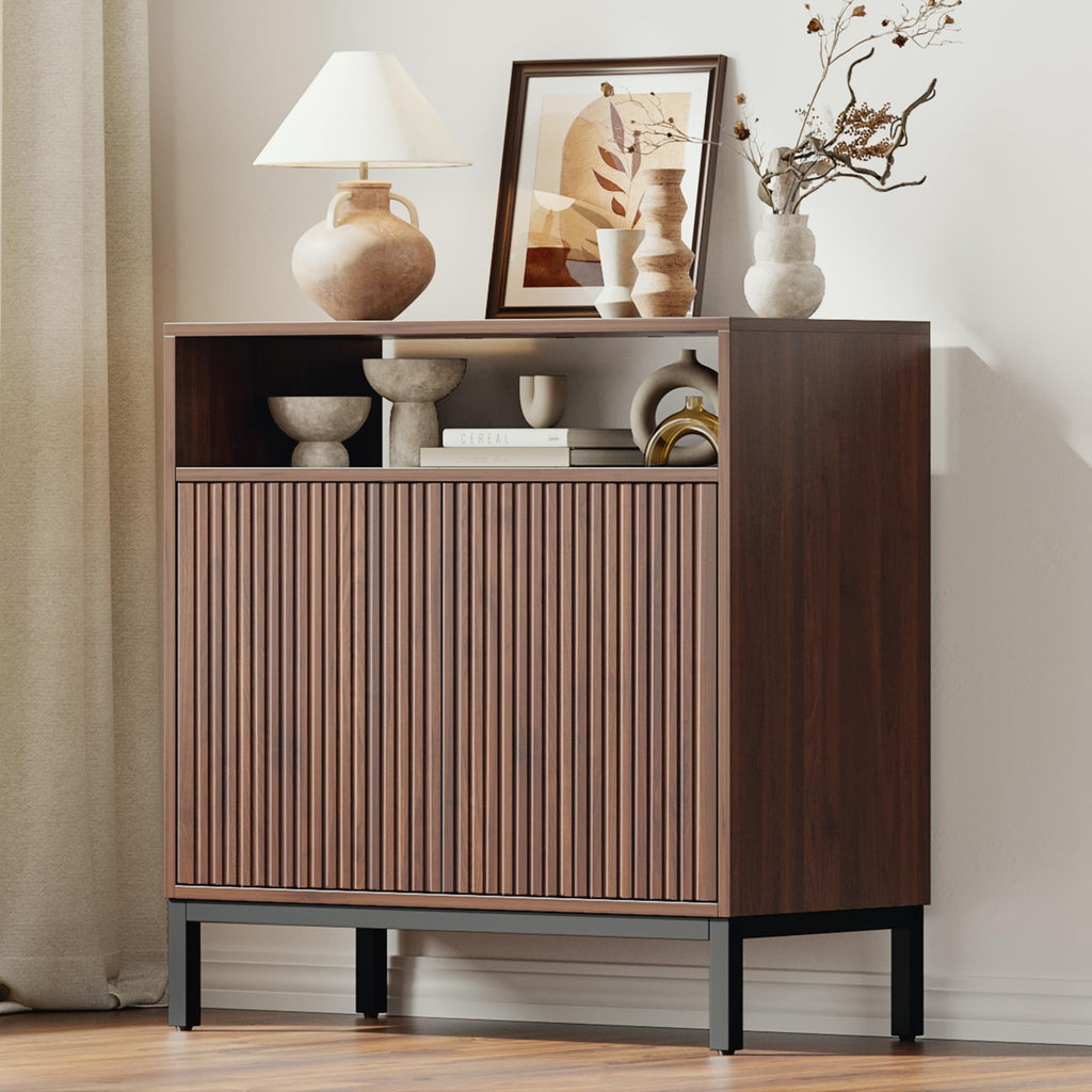 Sideboard Buffet Cabinet Storage, Modern Console Fluted Credenza