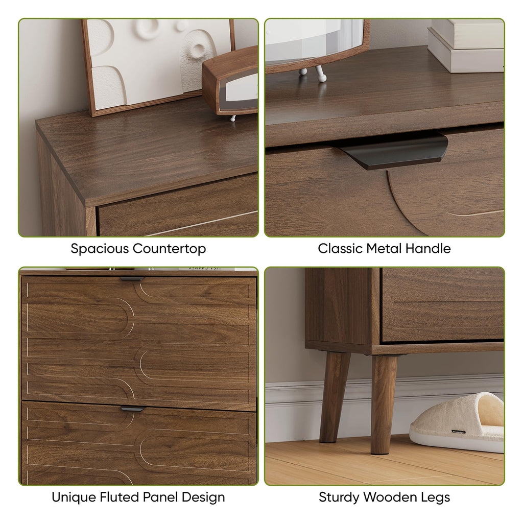 Shoe Cabinet with 2 Flip Drawers, Freestanding Shoe Storage Cabinet with Fluted Panel Design, Hidden Shoe Organizer
