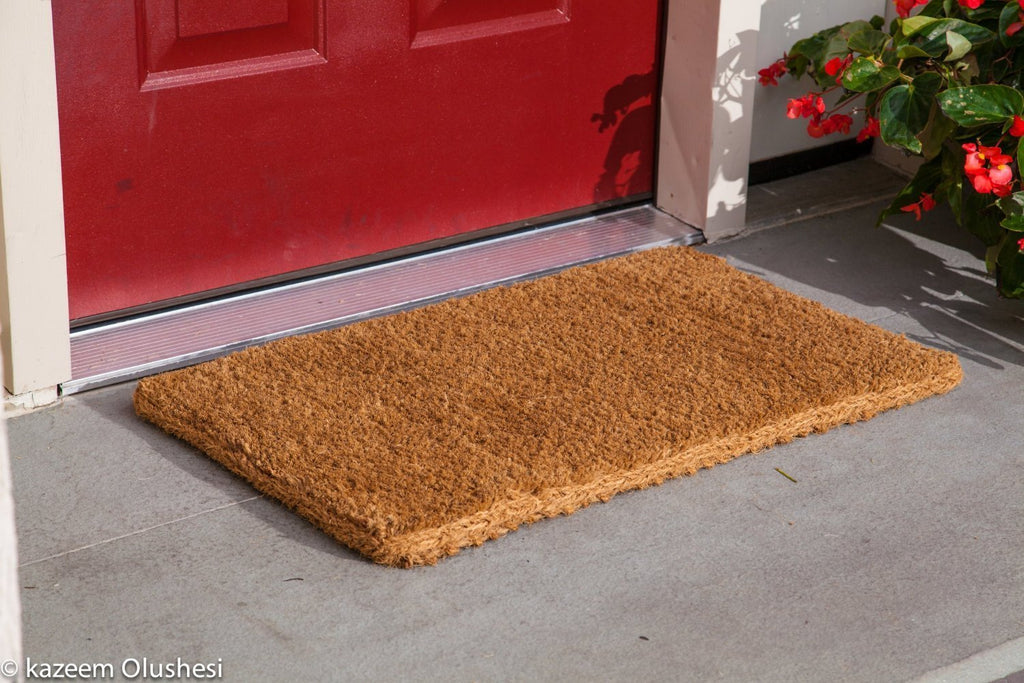 1" Thick Natural Woven Coco Coir Doormat, 24" x 48", Heavy-Duty Coconut Fiber Scraper Mat for Front Door, Entryway &