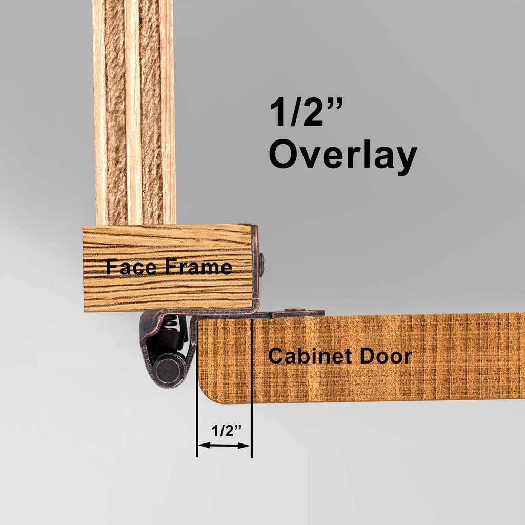 Oil Rubbed Bronze Kitchen Cabinet Hinges, 1/2" Overlay, 4 Pack