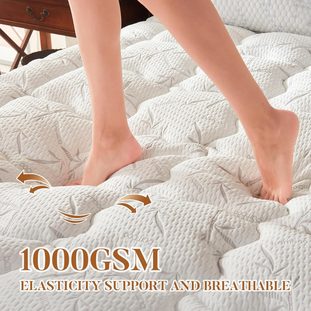 Full Size Mattress Topper, Thick Pillow Top Mattress Pad,Up to 21 Inch Deep Pocket, Soft Breathable Mattress Pad for