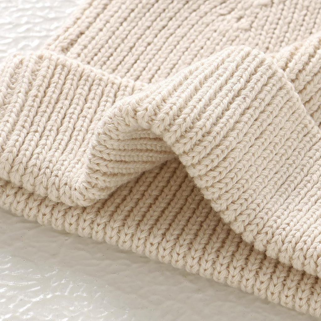 Cotton Baby Beanie Winter Knitted Hat with Bear Ear