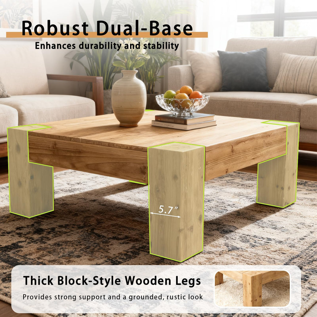 Square Large Coffee Table Mid Century Modern Center Table