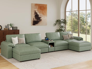 Modular Sectional Couch, U shaped Couch, Green