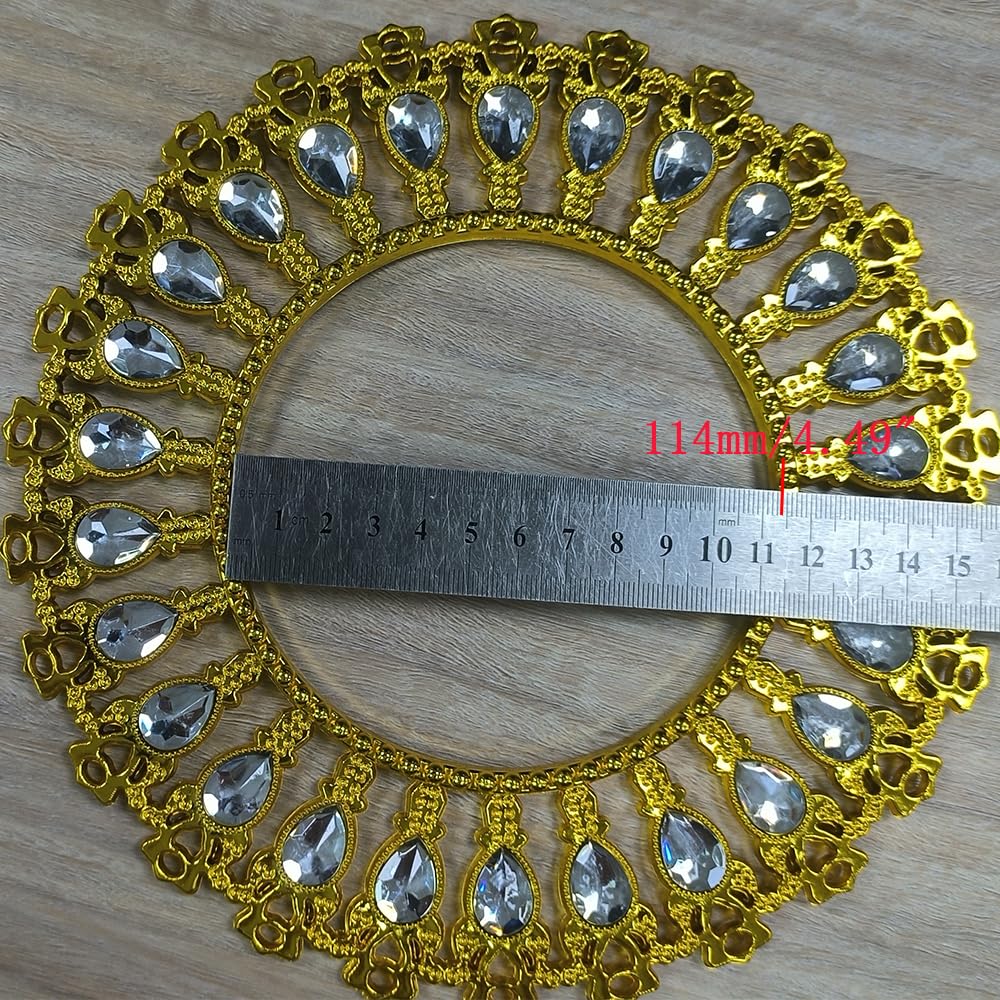 Shiny Gold Curtain Tiebacks Round Holdbacks, 26 Crystals - 2 Pack