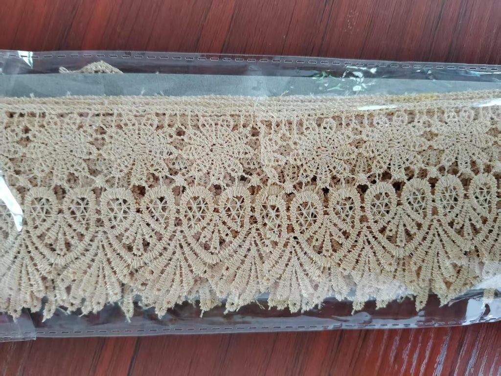 (Khaki Floral Lace Trim - 5 Yards, 9cm Wide | Wedding Dress Embellishment, Gift Packaging, Party Decor | DIY Sewing &