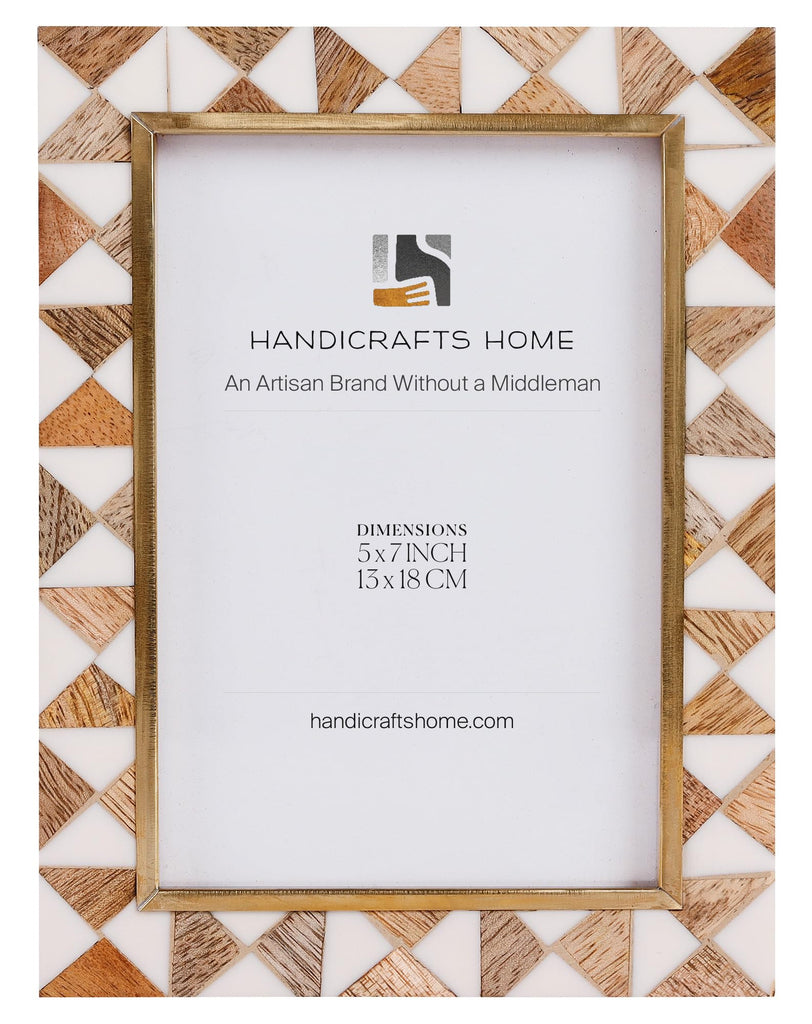 Handmade 5x7 Resin Inlay & Wood Picture Frame Brass