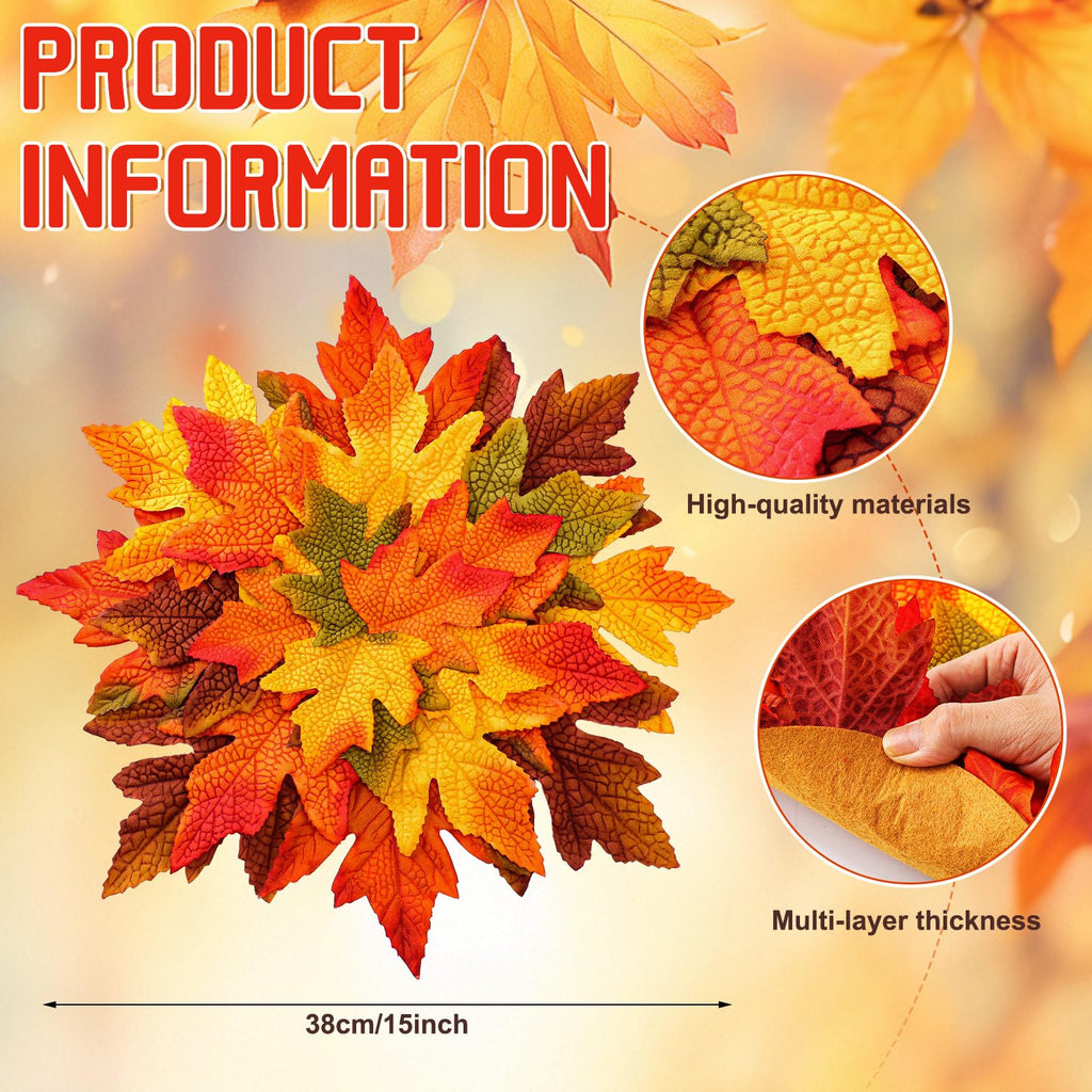 4 Pcs 15" Fall Placemats, Thanksgiving Leaf Mats, Multicolor