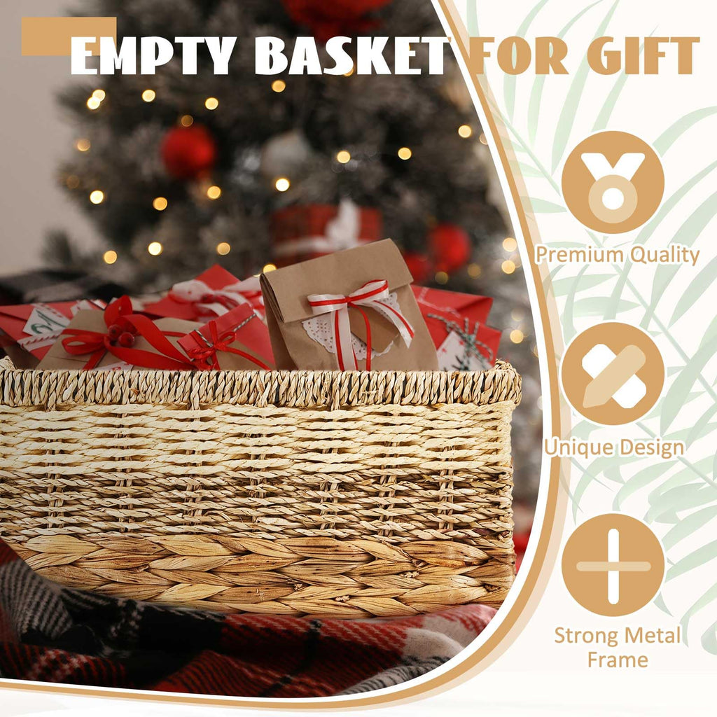 1 Pack Wicker Storage Baskets, Water Hyacinth Seagrass, M