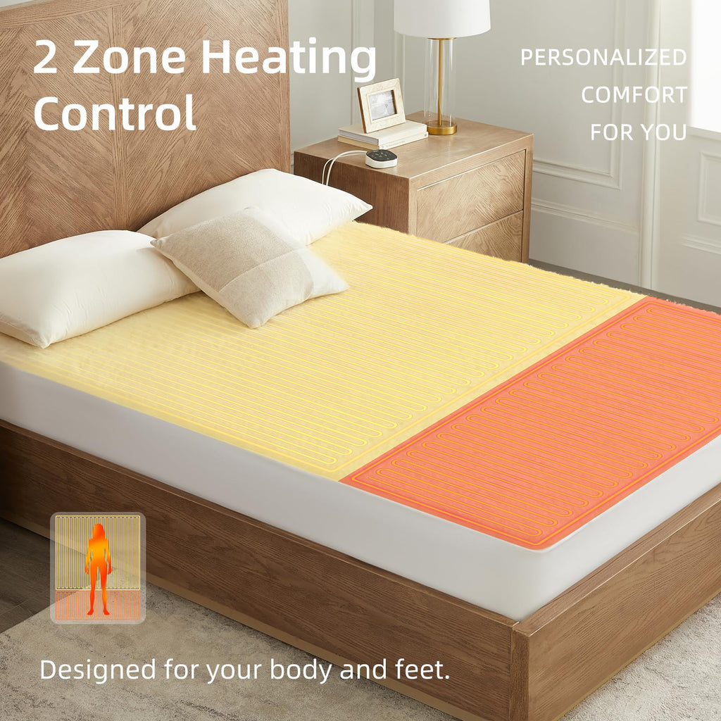 Wool Electric Mattress Pad Twin XL, Multi-Zone Single Control Heated Mattress Pad, Bed Warmer with 9 Heat Settings