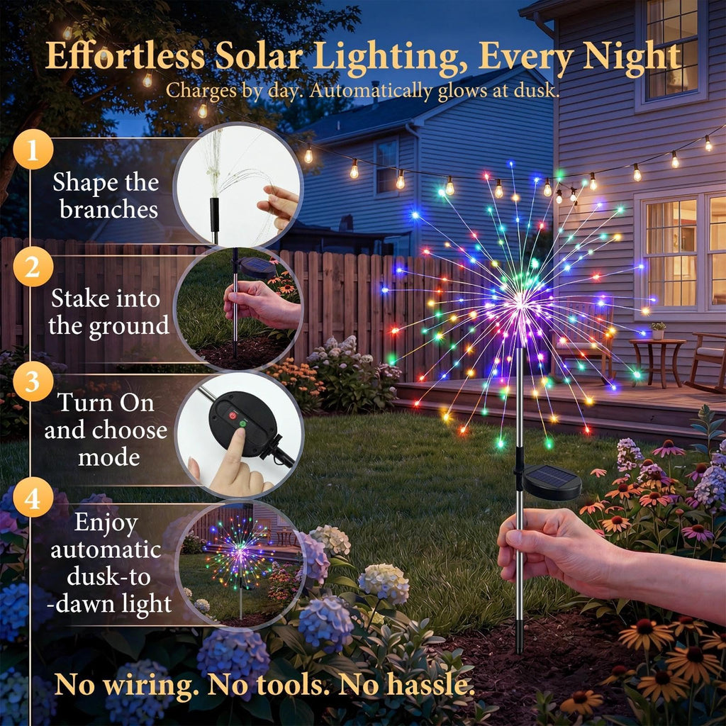 Solar Garden Lights Outdoor 8Pack,Multicolor Solar Firework Lights