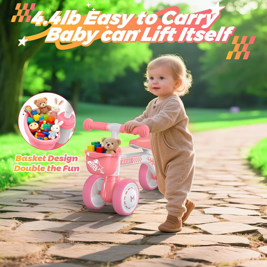 Baby Balance Bike Ride on Toys for 1 2 Year Old, Pink Toddler Bike, First Birthday Gifts for 1 2 Year Old Girls, Baby