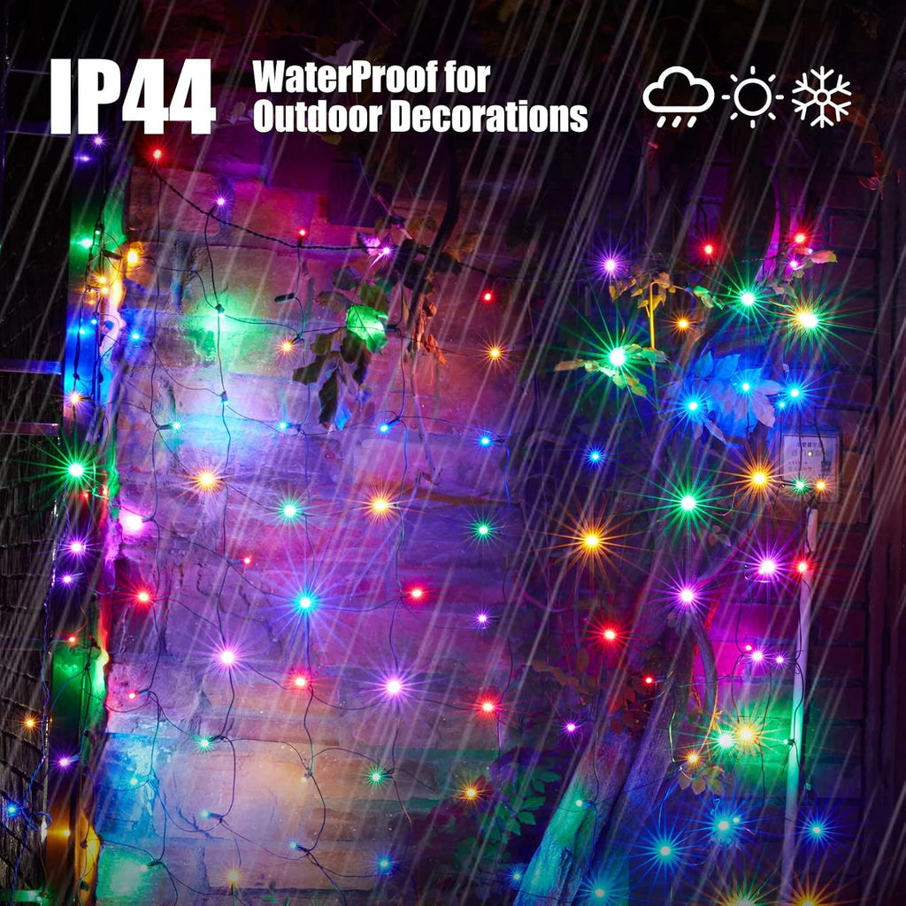 Led Christmas Net Lights Outdoor Christmas Decorations 120Led 6Ftx4Ft UL Certified Connectable Waterptoof Mesh Net