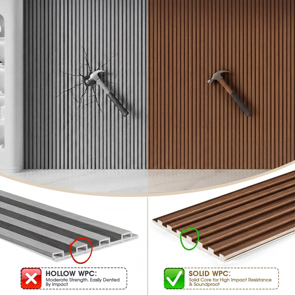 WPC Acoustic Slat Wall Panels 8-Pack 96'' x 6'' (Cover Approx.32 sq.ft)