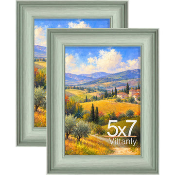 5x7 Picture Frames Set of 2, Vintage Photo Frames, Light Green