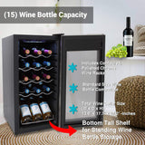 15 Bottle Wine Fridge Red and White Wine Chiller Adjustable Temp Control 41°F to