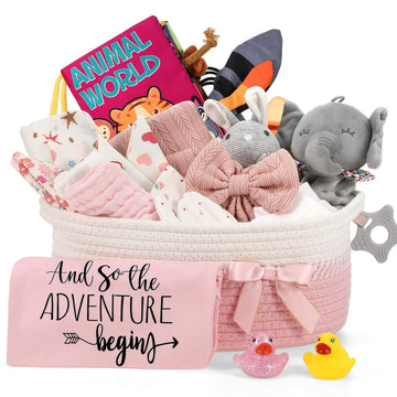 22 Pcs Baby Girl Gift Basket, Baby Shower Gifts Essentials Stuff