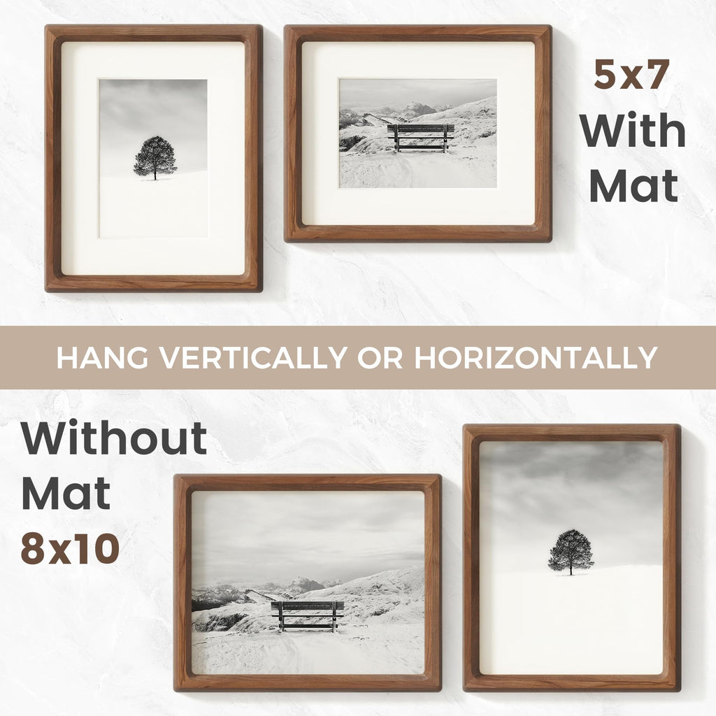 Picture Frame, USA-Sourced Hardwood Photo Frame, Walnut, 8x10