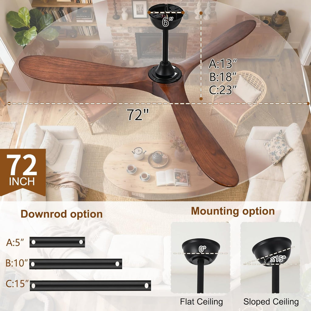 Ceiling Fans with Lights and Remote, Large Outdoor Ceiling Fan with Light Dimmable for Patios Living Room Bedroom