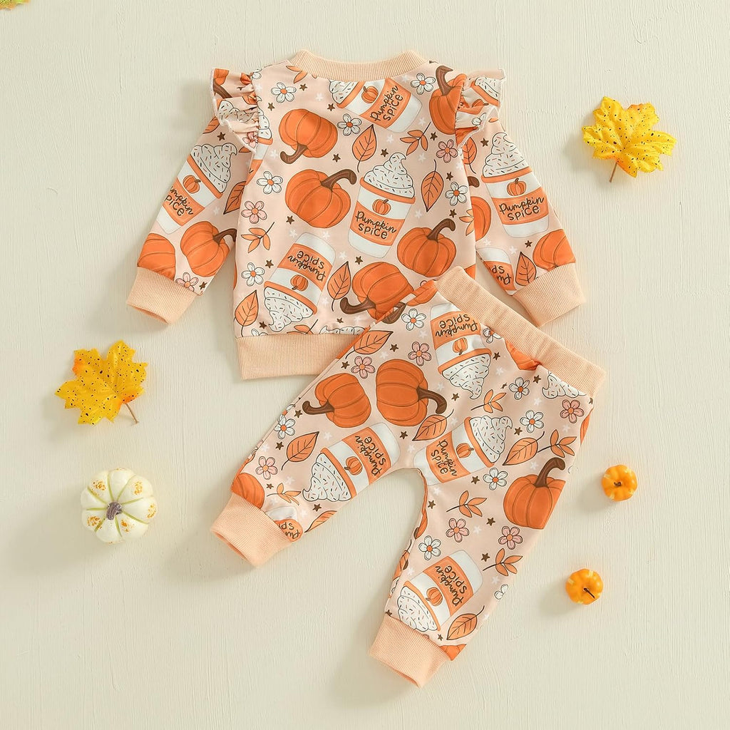 Newborn Toddler Baby Girl Outfit Ruffle Shirt and Pants Clothes