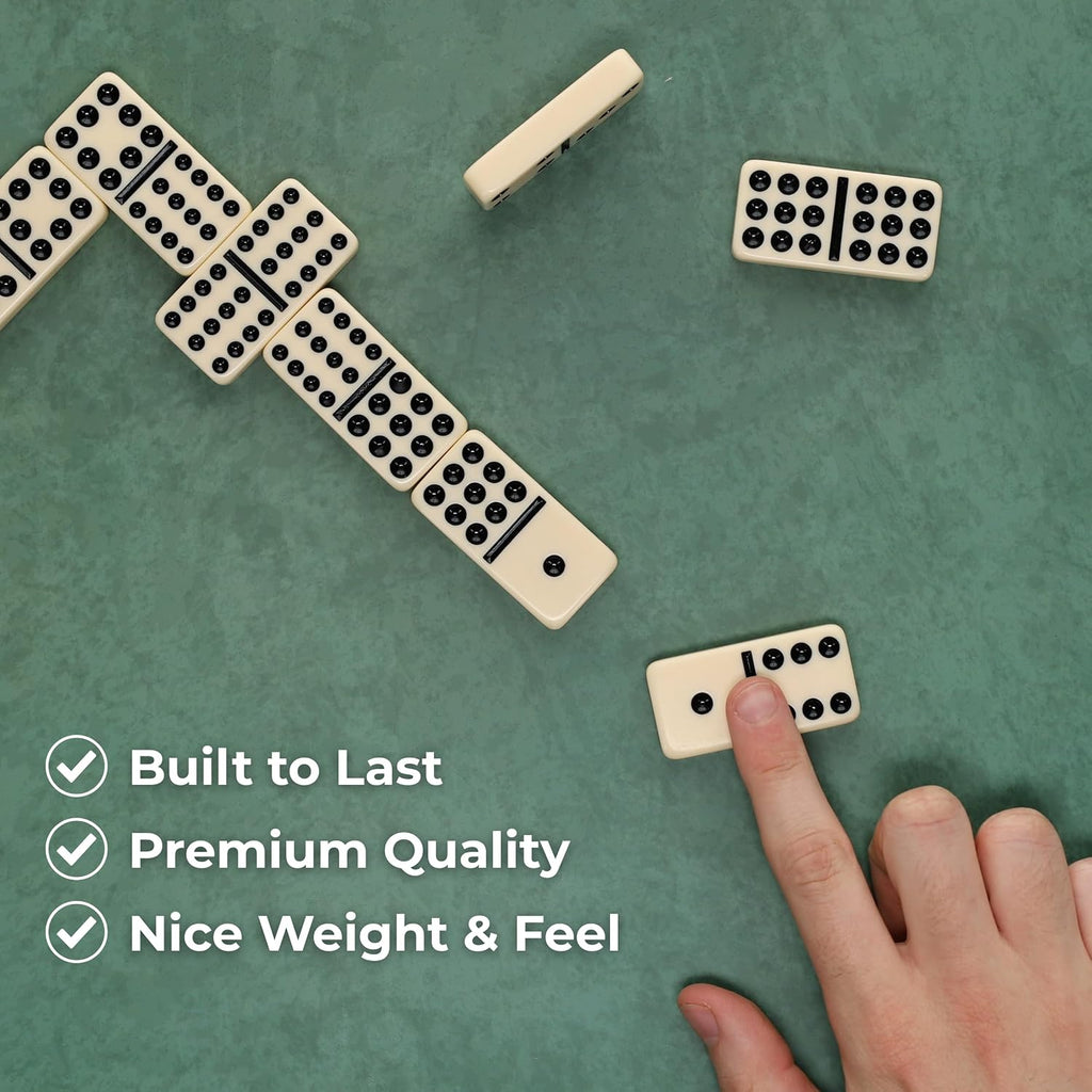 Double Twelve Dominoes Set - 91 Dominoes in Retro Travel Case - Set of 91