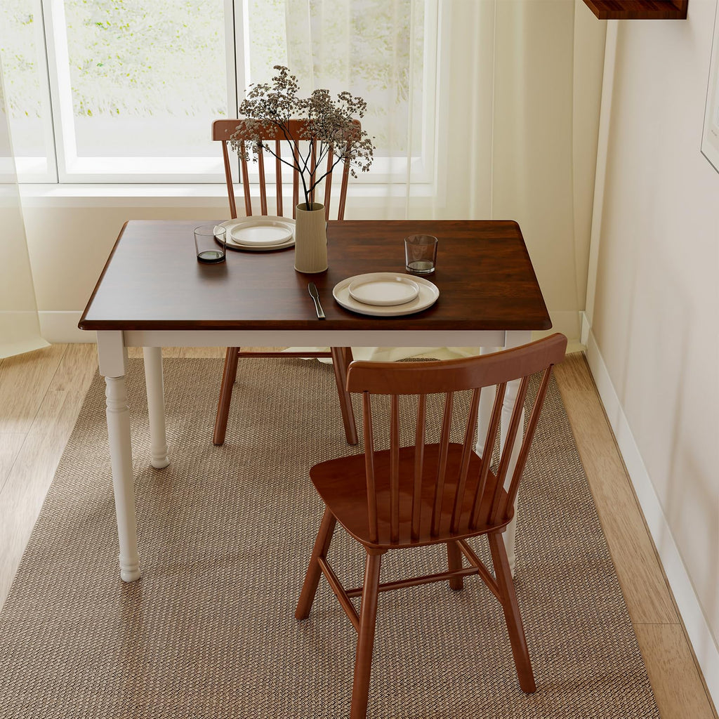 Small Dining Table for 2-4, Solid Wood Dining Table for Small Spaces 2 Person Rectangle Kitchen Table Space Saving