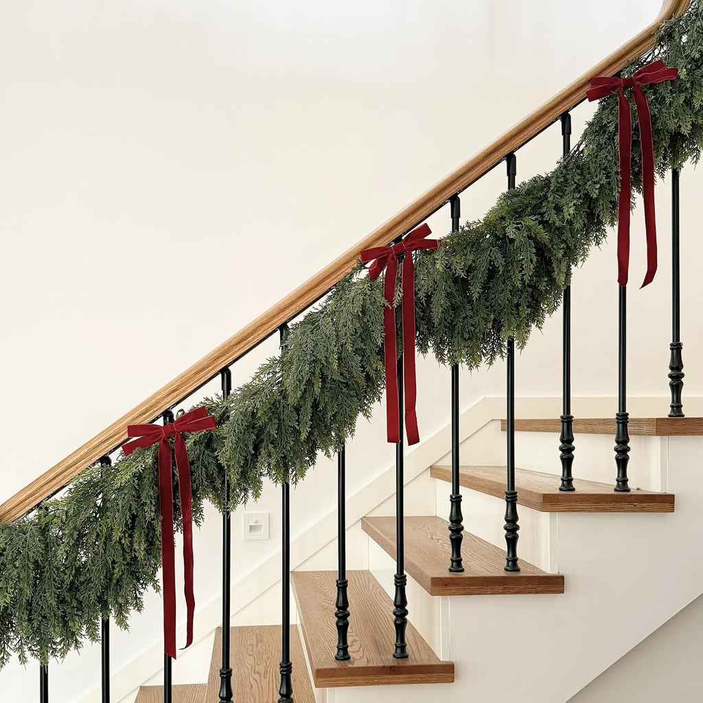 9FT Christmas Cedar Garland Deluxe Real Touch Greenery for Mantle Decor