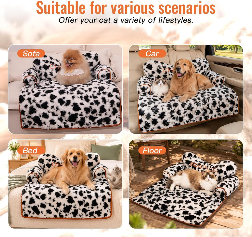Calming Dog Bed Mat with Neck & Head Support for Indoor Cats