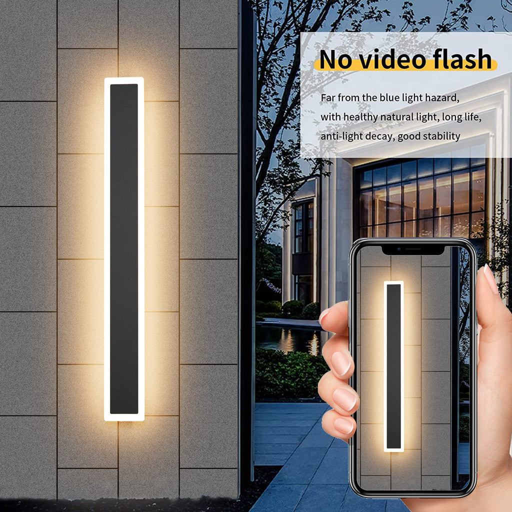 Outdoor Wall Sconces 39.4in LED Modern Porch Patio Wall Light Fixture 1 Pack Black Exterior Wall Lights 30W Long