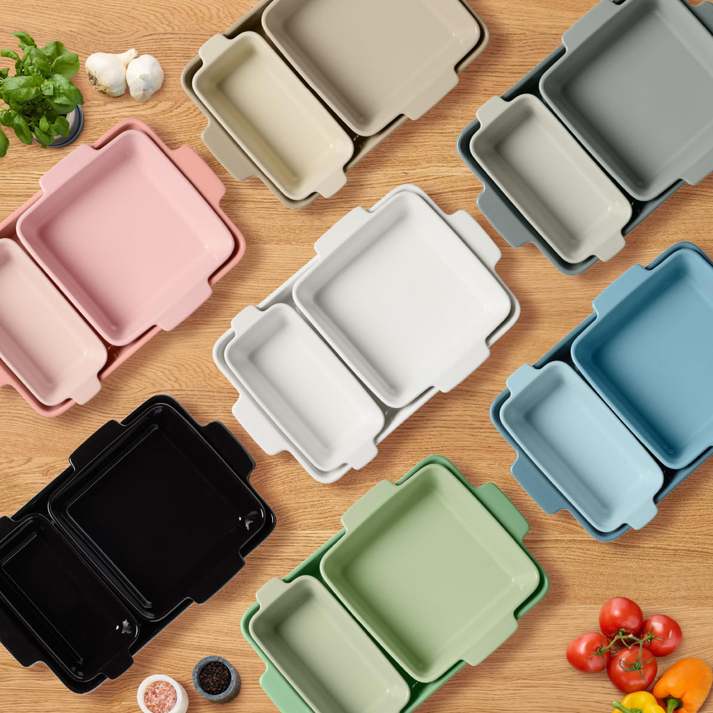 3-Piece Ceramic Casserole Baking Dish Set Vanilla