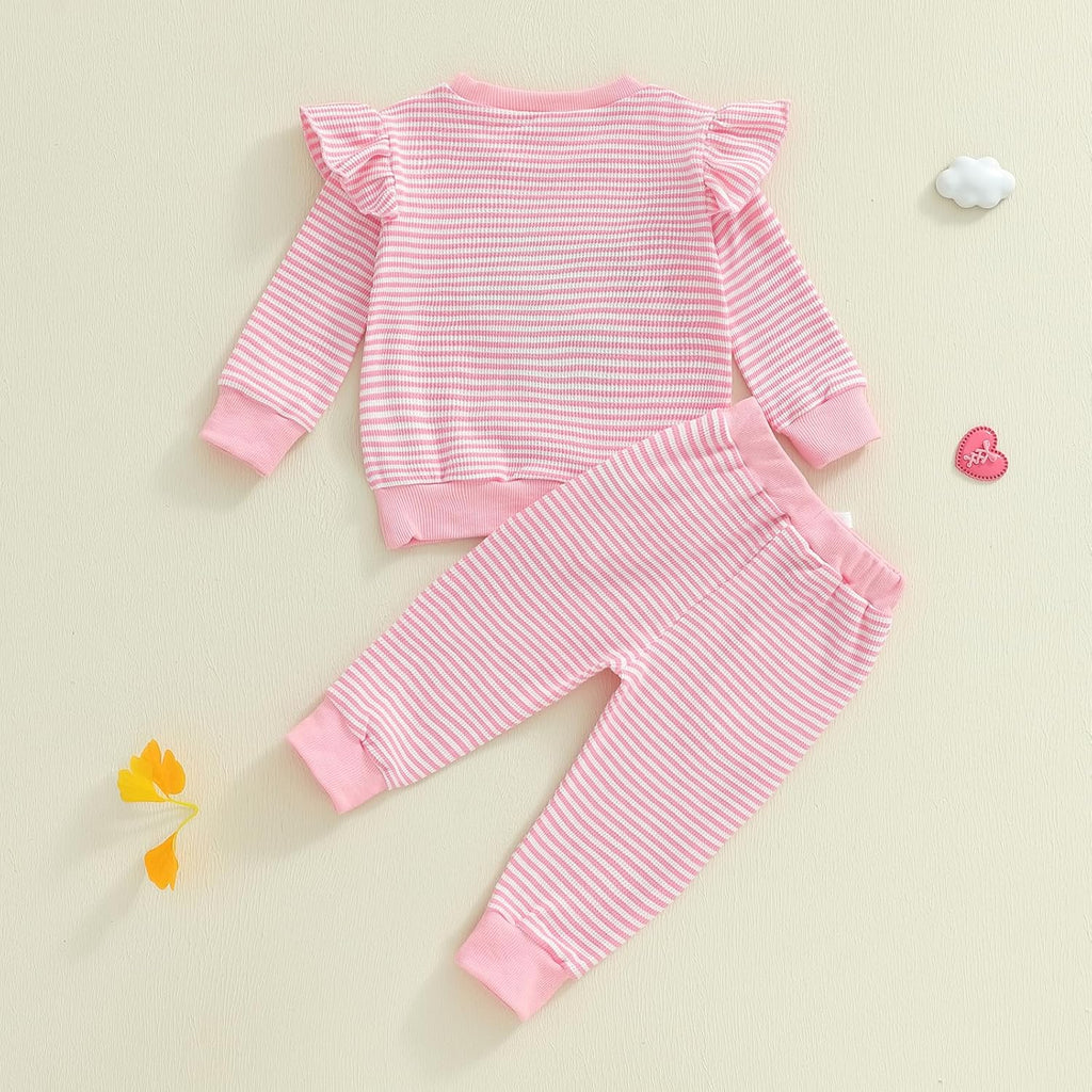 Newborn Toddler Baby Girl Outfit Ruffle Shirt and Pants Clothes