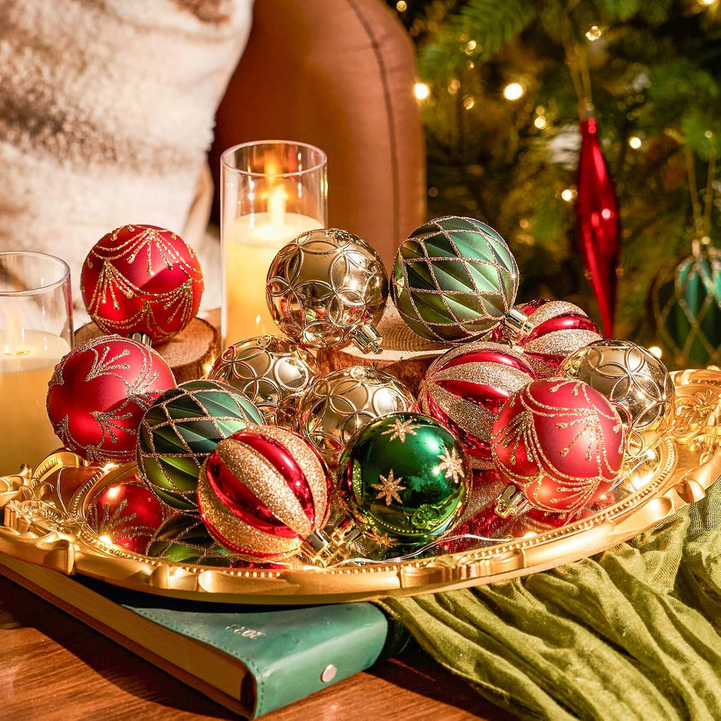 Christmas Balls Ornaments, Shatterproof Xmas Tree Decorations, Hanging Bulbs Baubles Set with String for Holiday - Set of 30