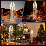 4 Set 5 Arm Gold Candelabra Centerpieces for Table, 35'' Tall Wedding Metal Candlestick Floor Holder Acrylic Clear