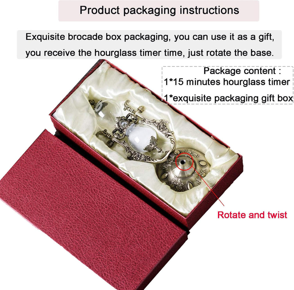 Hourglass Timer, 15 Minutes Embossed Golden Hourglass Timer,Used for Vintage Home Decoration, Office/Desk Decoration