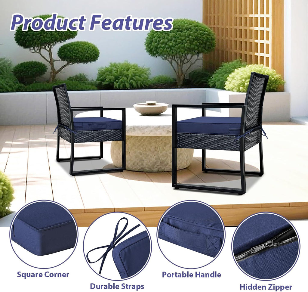 Outdoor Chair Cushions Set of 4 -Waterproof Outdoor Seat Cushions Furniture, Patio Chair Cushion with Handle and