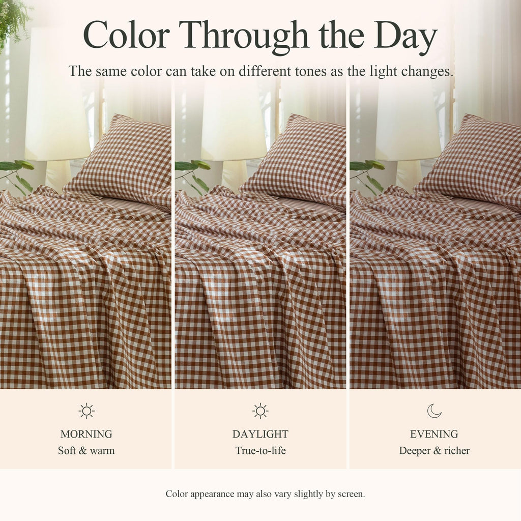 King Washed Cotton Sheet Set, 4-Piece, Classic Gingham