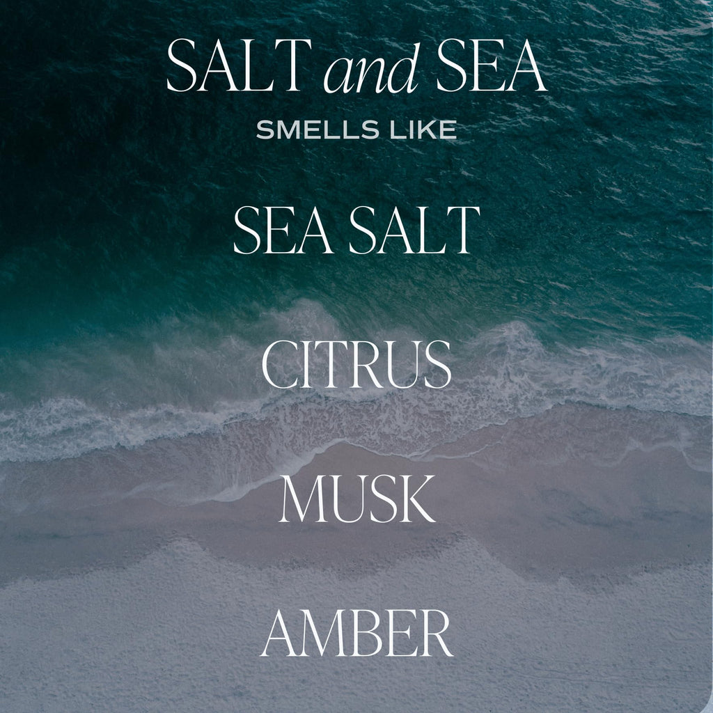 Salt and Sea Patterned Candle - Soy Candles with Sea Salt, Citrus, Musk, Amber Aroma- 40 Hour Burn - 9oz Clear Glass