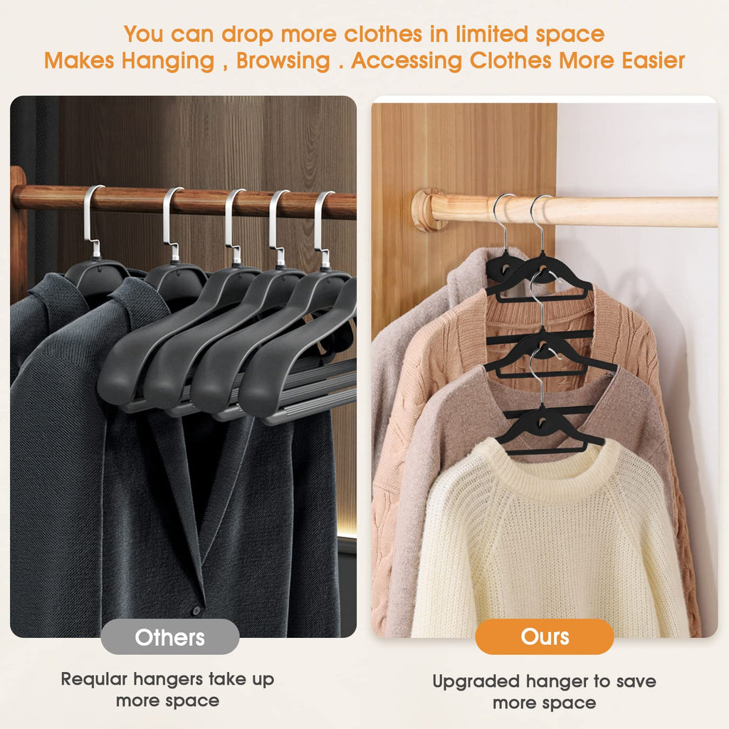 Velvet Clothing Hangers Slim Stackable Non-Slip Black Suit Hanger Space Saving Clothes Hanger Heavy Duty Adult