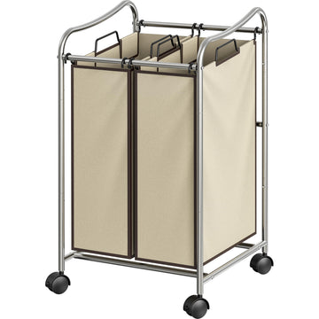 2-Bag Heavy Duty Laundry Sorter Rolling Cart, Chrome