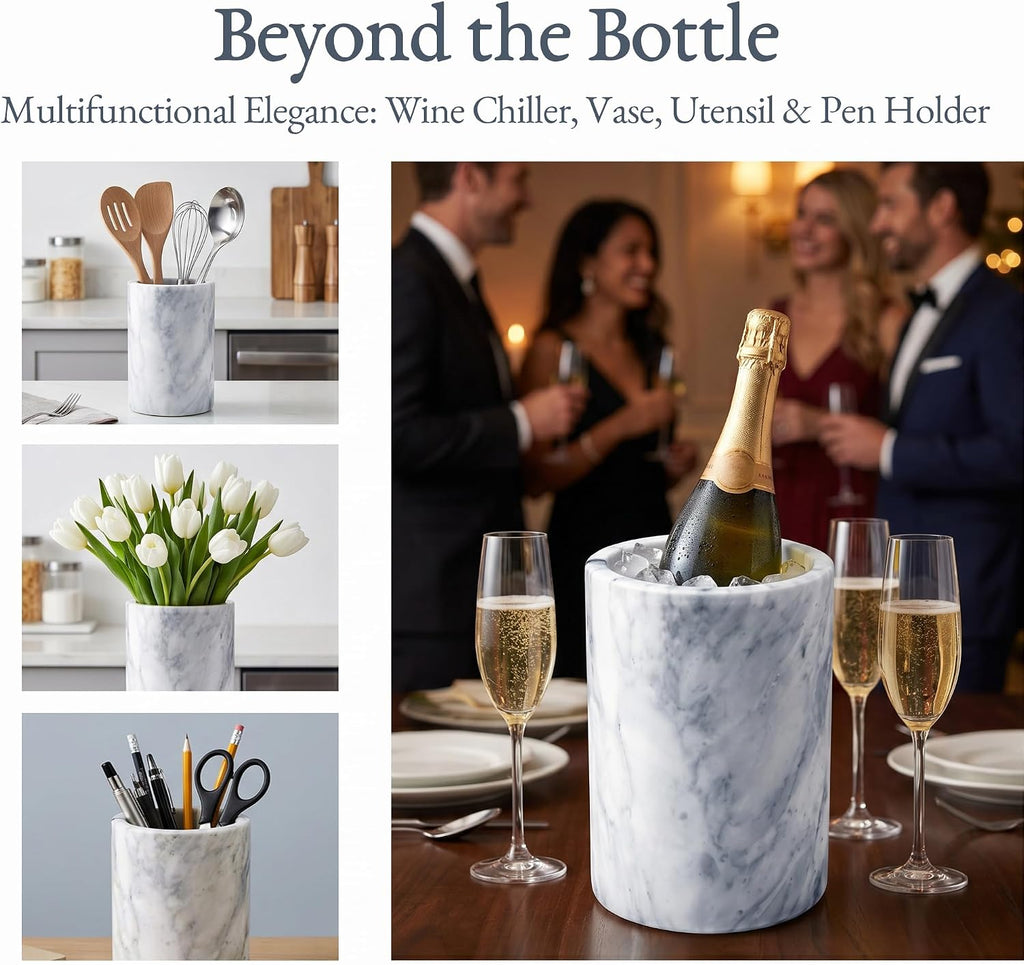 Birnava Marble Wine Chiller Bucket, Wine & Champagne Cooler for Party