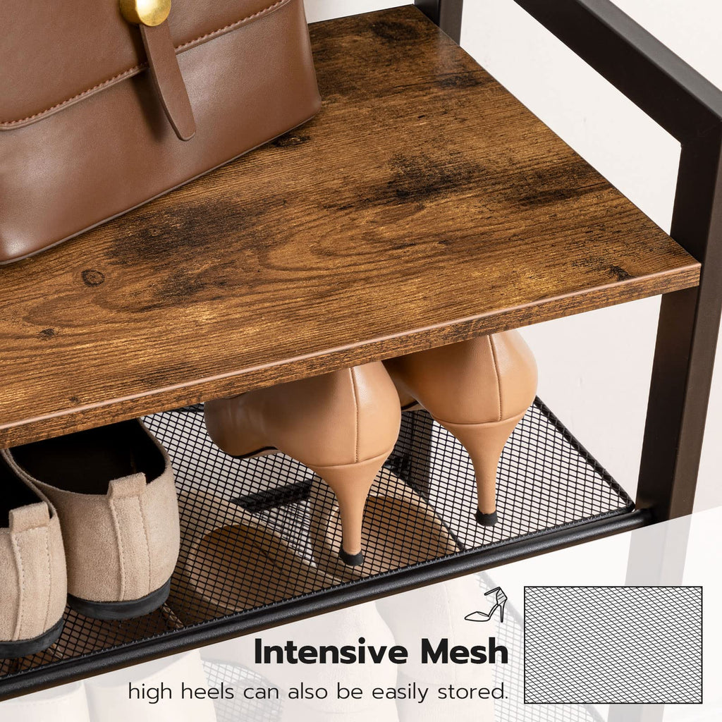 Hall Tree with Bench, Coat Rack with Shoe Storage, Shoe and Coat Rack, 5-Tier Entryway Shoe Storage, 5 Hooks, for