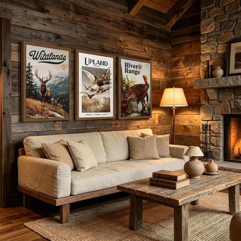 Hunting Wall Art Decor Deer Wildlife Prints Cabin Pictures 16x24 IN Framed